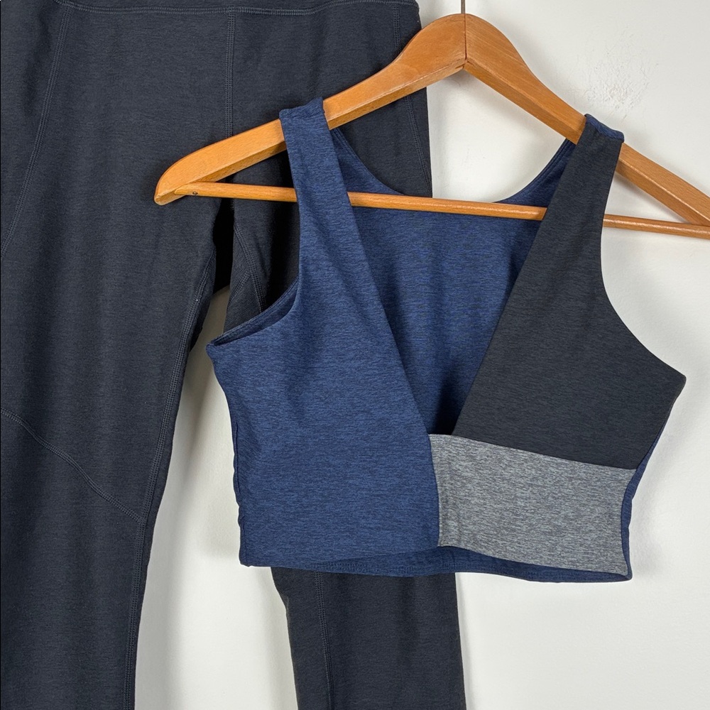 Outdoor Voices Venus Crop Top Two Tone 7/8 Legging Set Navy Black Small